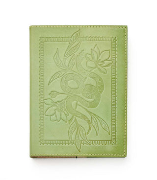 Snake Embossed Green Leather Journal - Refillable Notebook