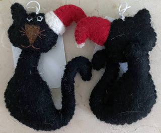 Felted Wool "Christmas Cat" ornament, available in 5 Colors