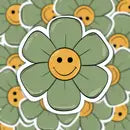 Green Retro Flower Sticker