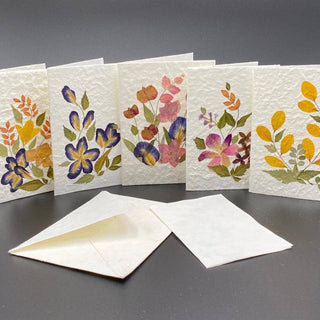 "Mulberry Tree" Notecards with handmade paper & real flowers