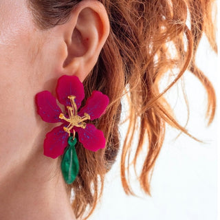 Azalea Full, Magenta Earrings