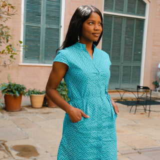 HNOC Button Down Dress Basket Weave 2023