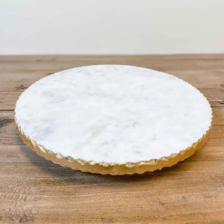 Marble Lazy Susan White/Gold