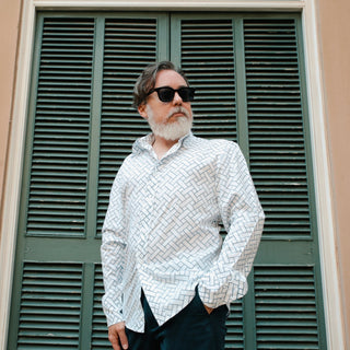 HNOC Long Sleeve Button Down Basket Weave 2023