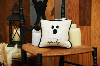 Halloween Spooky Ghost French Knot Throw Pillow