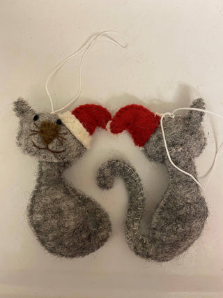 Felted Wool "Christmas Cat" ornament, available in 5 Colors