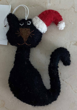 Felted Wool "Christmas Cat" ornament, available in 5 Colors