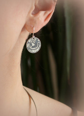 CRESCENT CITY CITYSCAPE ROUND BRASS/SILVER EARRINGS