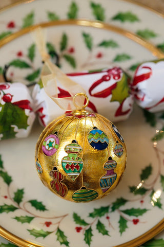 ORNAMENTS HANGING CLOISONNE ORNAMENT (METALLIC GOLD)