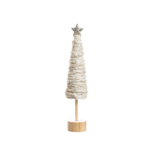 A24841 Wool Wrapped Cone tree,wood base,natural yarn