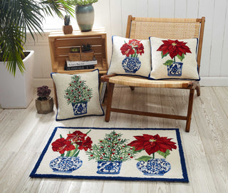 Holiday Chinoiserie Poinsettia Hook Pillow - Sally Eckman Roberts