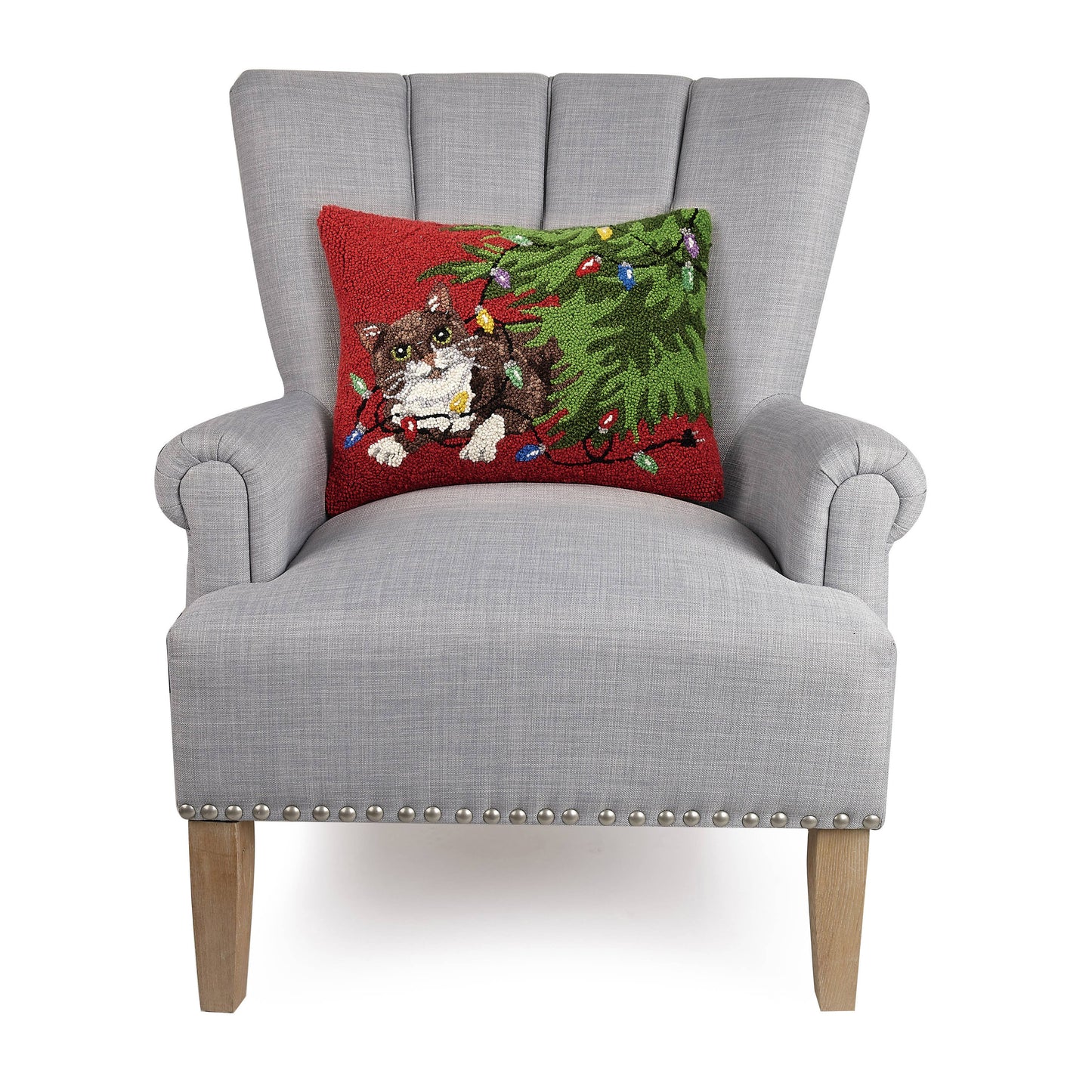 Holiday Cat Under The Tree Hook Pillow