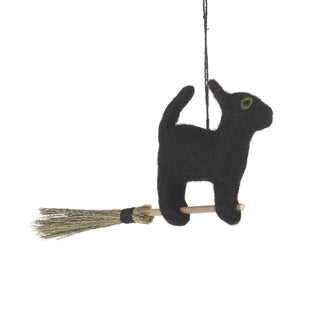 Handmade Hanging Flying Black Cat Biodegradable Halloween