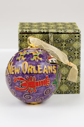 New Orleans Original Ornament with Icons All over (Purple)