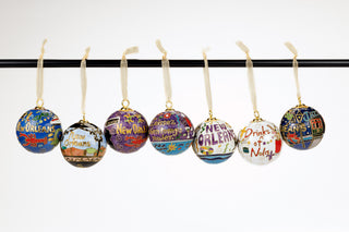 New Orleans Original Ornament with Icons All over (Purple)