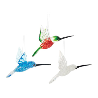 Christmas Hummingbird Glass Ornament