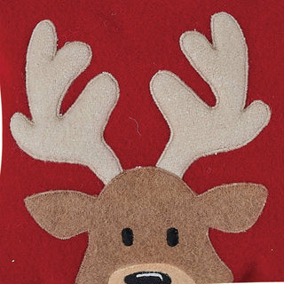 Felt Reindeer Embroidered Pillow