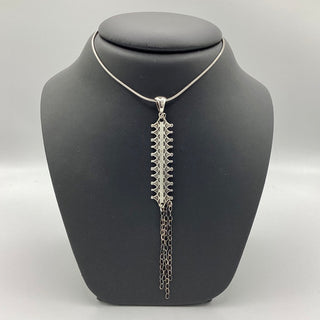 GREEK KEY NECKLACE SILVER W/CHAIN & SNAKE CHAIN