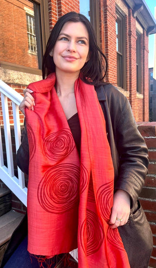 Screen Printed Silk Blend Scarves, made by hand in Vietnam
