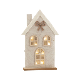 Felt Christmas House with Brown Bow and LED