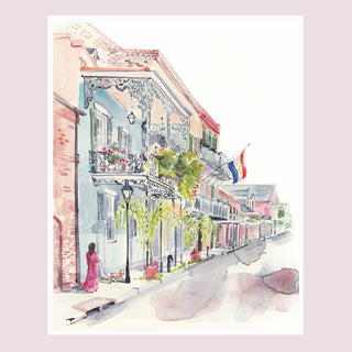 "French Quarter Stroll" Watercolor Fine Art Print