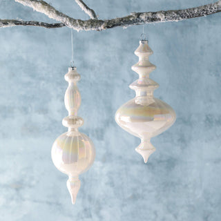 Park Hill Collection Frosty Pearl Glass Finial Ornament, 2 A