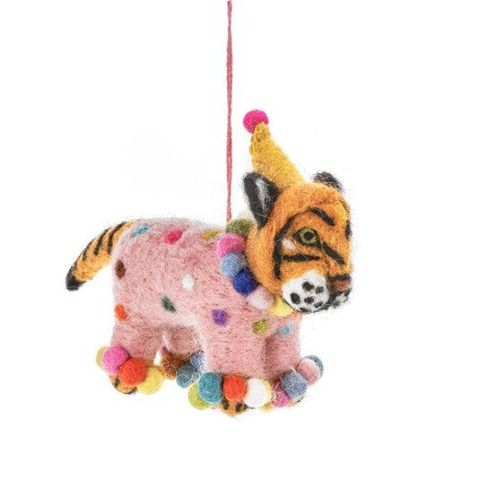 Handmade Felt Fiesta Tiger Hanging Decoration - DUE SEPT