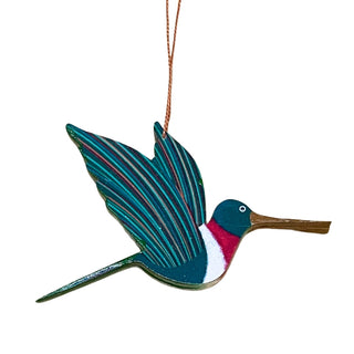 Green Hummingbird Wooden Ornament by Tulia's Artisan Gallery