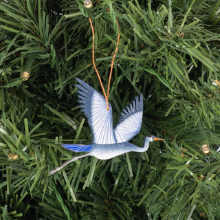 Heron Wooden Ornament by Tulia's Artisan Gallery
