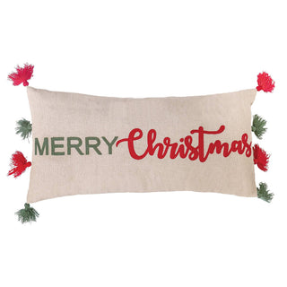 Merry Christmas Embroidered Pillow