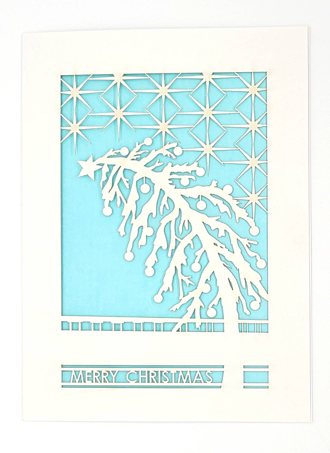 Leaning Holiday Tree - Merry Christmas: Aqua / A2