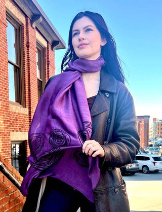 Screen Printed Silk Blend Scarves, made by hand in Vietnam