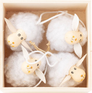 Wooly White Sheep Ornaments, Set of 4