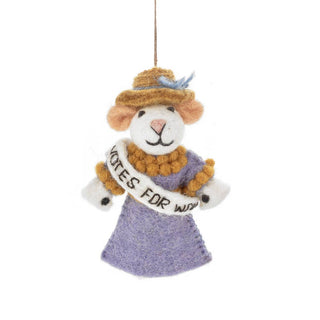 Handmade Felt Emmeline the Suffragette Mouse Hanging Decor.