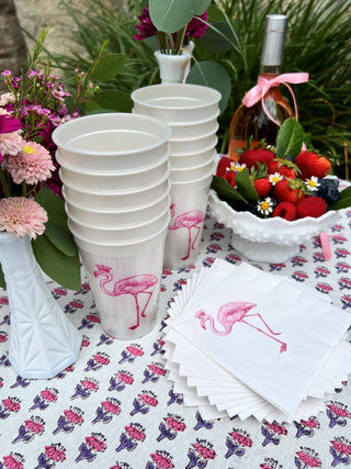 Royal Flamingo Beverage Napkins - WHITE