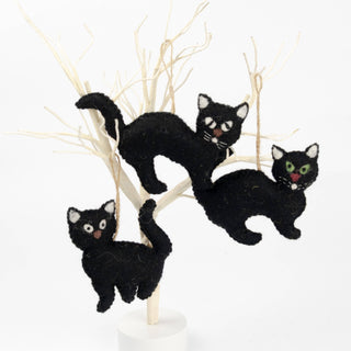 Ornament - Felt Black Cats - Halloween Decor! NEW!