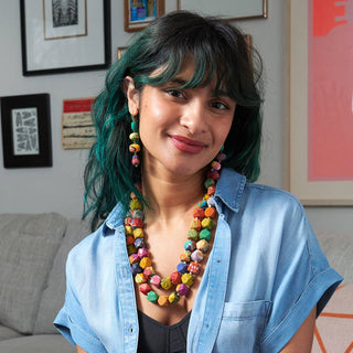 Pebbled Kantha Drop Earrings