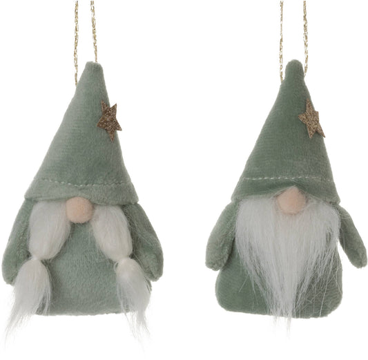 A29469 2 Asst'd velour gnome ornaments,light green