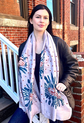 Screen Printed Silk Blend Scarves, made by hand in Vietnam