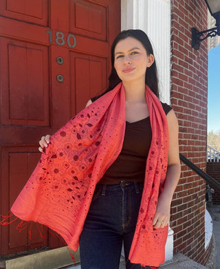 Screen Printed Silk Blend Scarves, made by hand in Vietnam