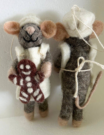 Handmade Felted Wool "Baker Mouse Pierre" ornament