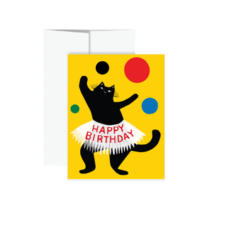Greeting Card - Birthday Dance Cat