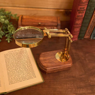 Antiqued Brass Desk-Top Magnifier