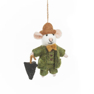 Handmade Felt Dapper John the Mouse Hanging Decoration