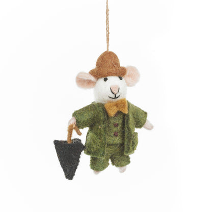 Handmade Felt Dapper John the Mouse Hanging Decoration