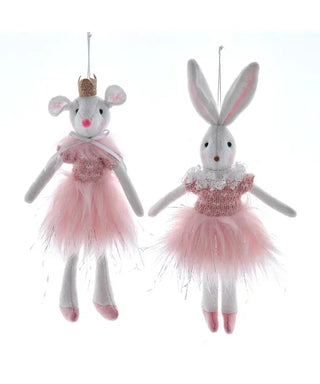 9.75" Ballet Mouse/Rabbit Ornaments 2 Assorted