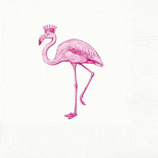 Royal Flamingo Beverage Napkins - WHITE