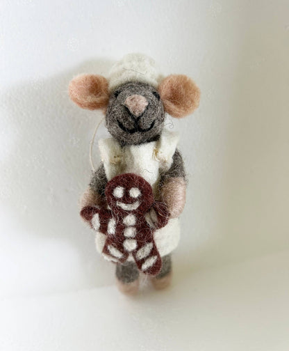 Handmade Felted Wool "Baker Mouse Pierre" ornament