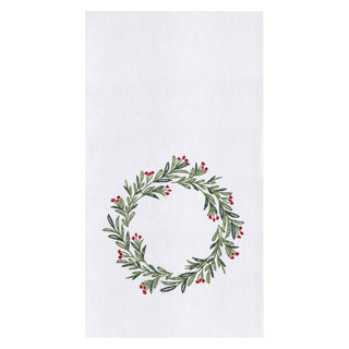 Christmas Merry Holly Embroidered Flour Sack Kitchen Towel