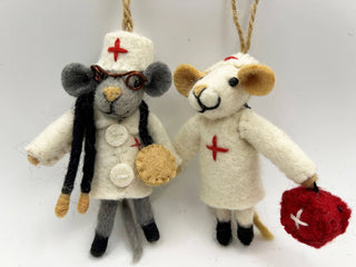 Felt Mouse "Dr. Gazpacho" & "Nurse Linguini" ornaments